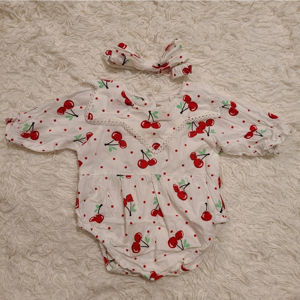 Cherry Fruit Print Bodysuit for Baby Girl